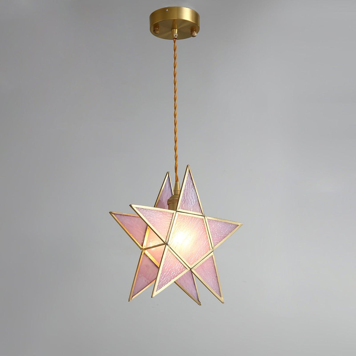 Lione różowa lampa wisząca ze szkła barwionego