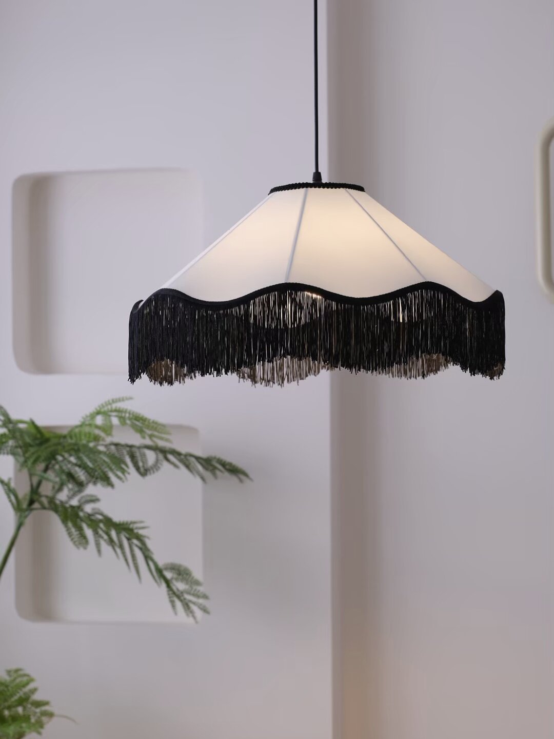 Elmsford Lampa Wisząca Z Tkaniny Z Frędzlami