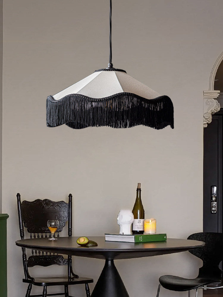 Elmsford Lampa Wisząca Z Tkaniny Z Frędzlami