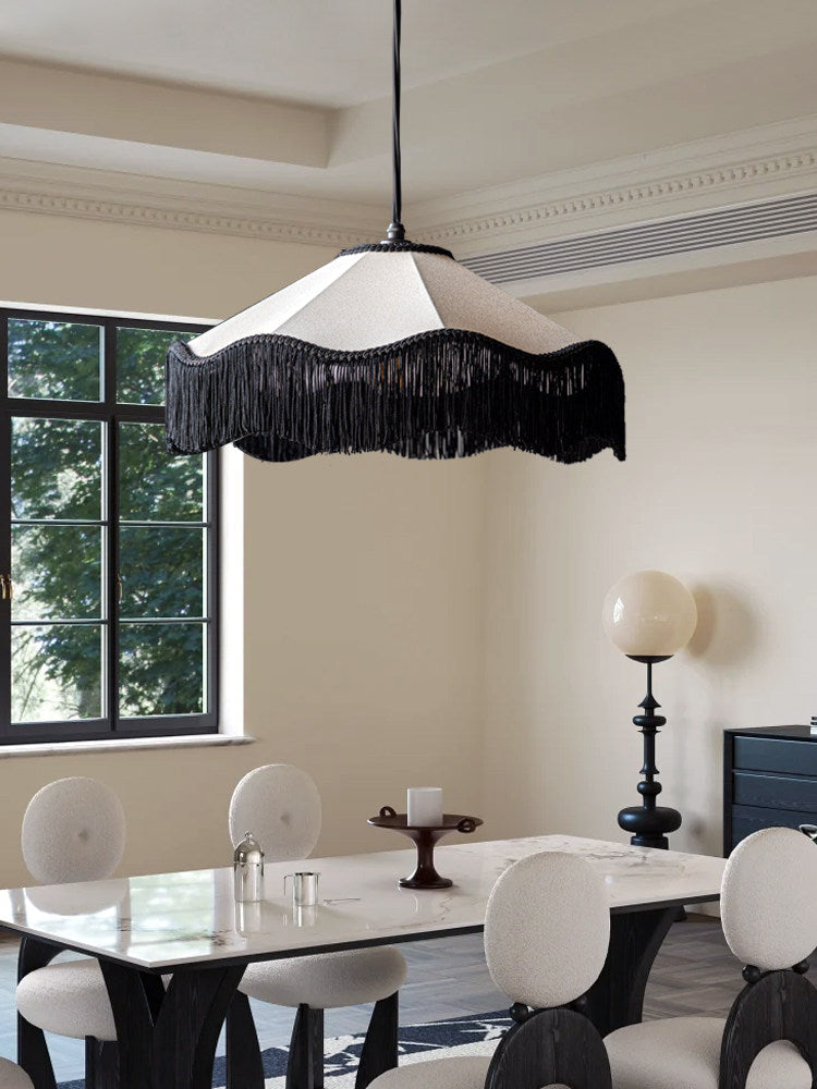 Elmsford Lampa Wisząca Z Tkaniny Z Frędzlami
