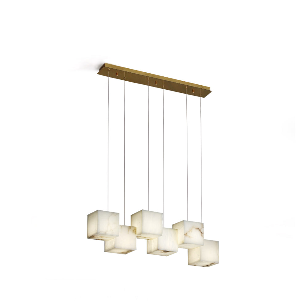 Alabaster żyrandol sześcienne elegancja