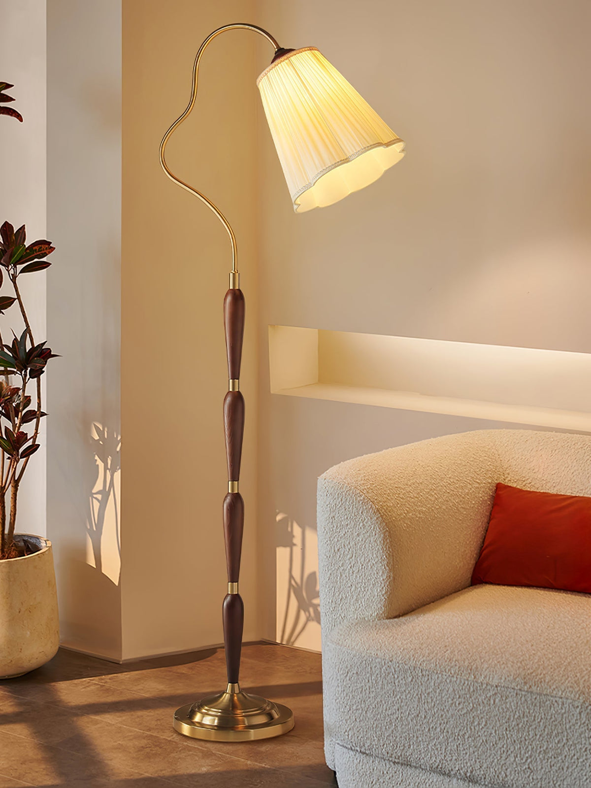 Foster vintage lampa stojąca z drewna