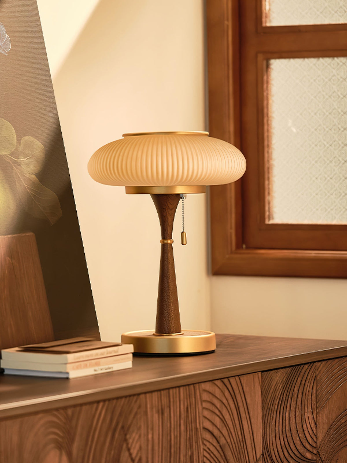 Lampa stołowa Vevelo drewniana retro