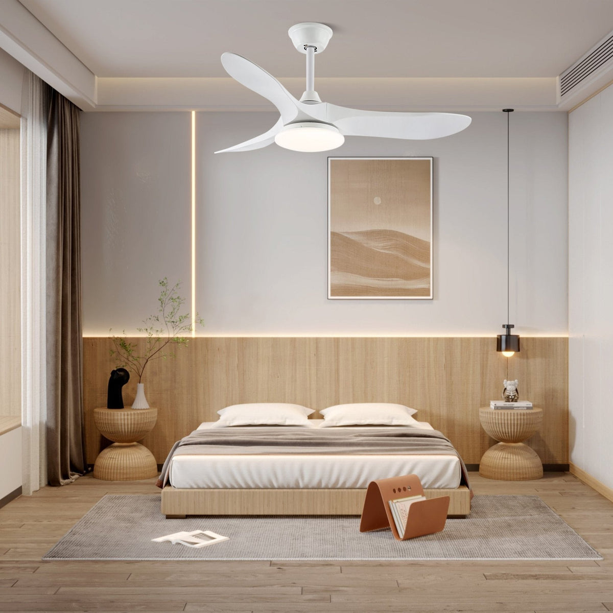Oriken minimalistyczna lampa sufitowa z wentylatorem