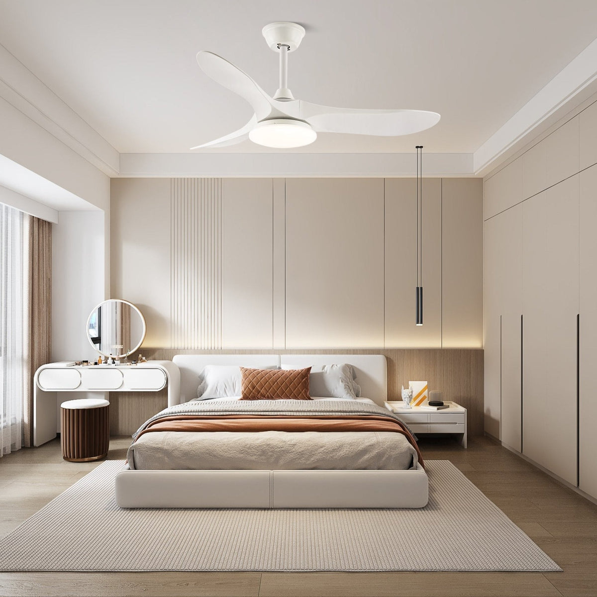 Oriken minimalistyczna lampa sufitowa z wentylatorem