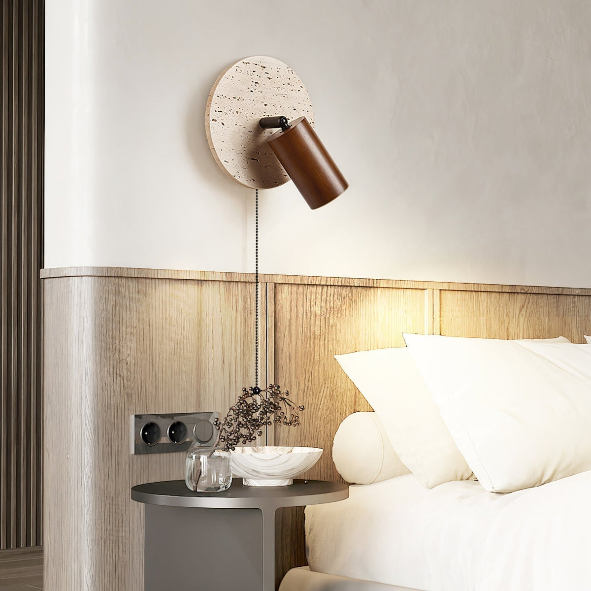 Romino Disc Swing Travertine kinkiet