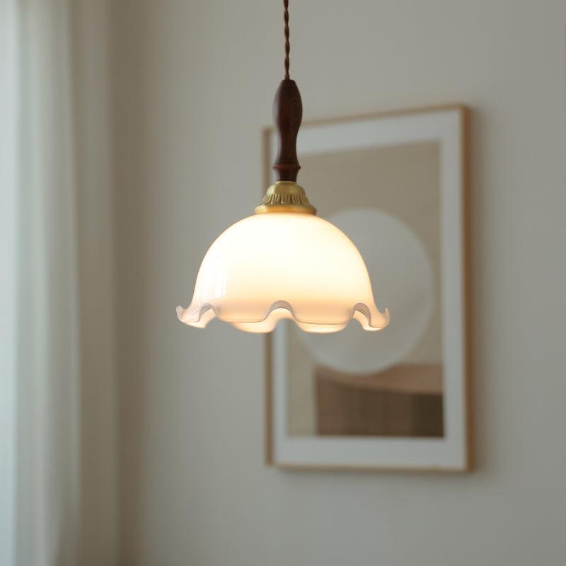 Floria wisząca lampa ze szkła w kremowej bieli