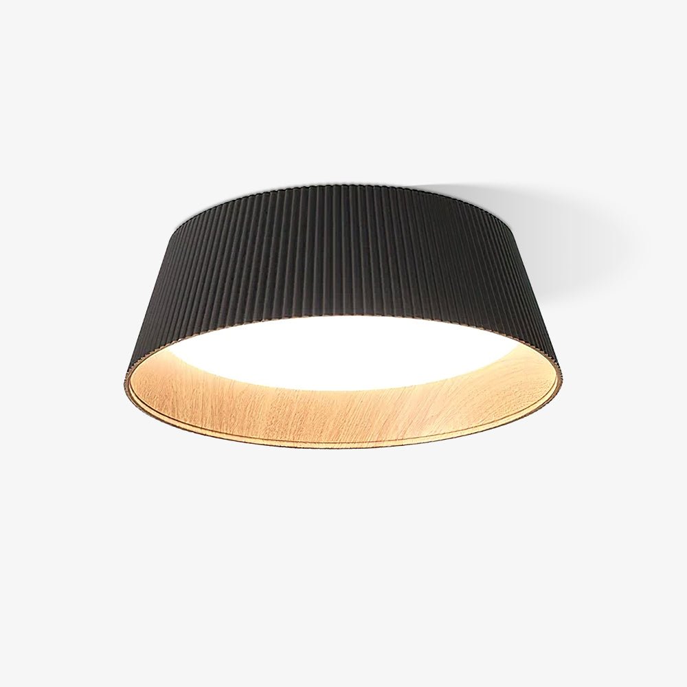 Rineia lampa sufitowa w kształcie bębna z żebrami drewniana elegancka nowoczesna