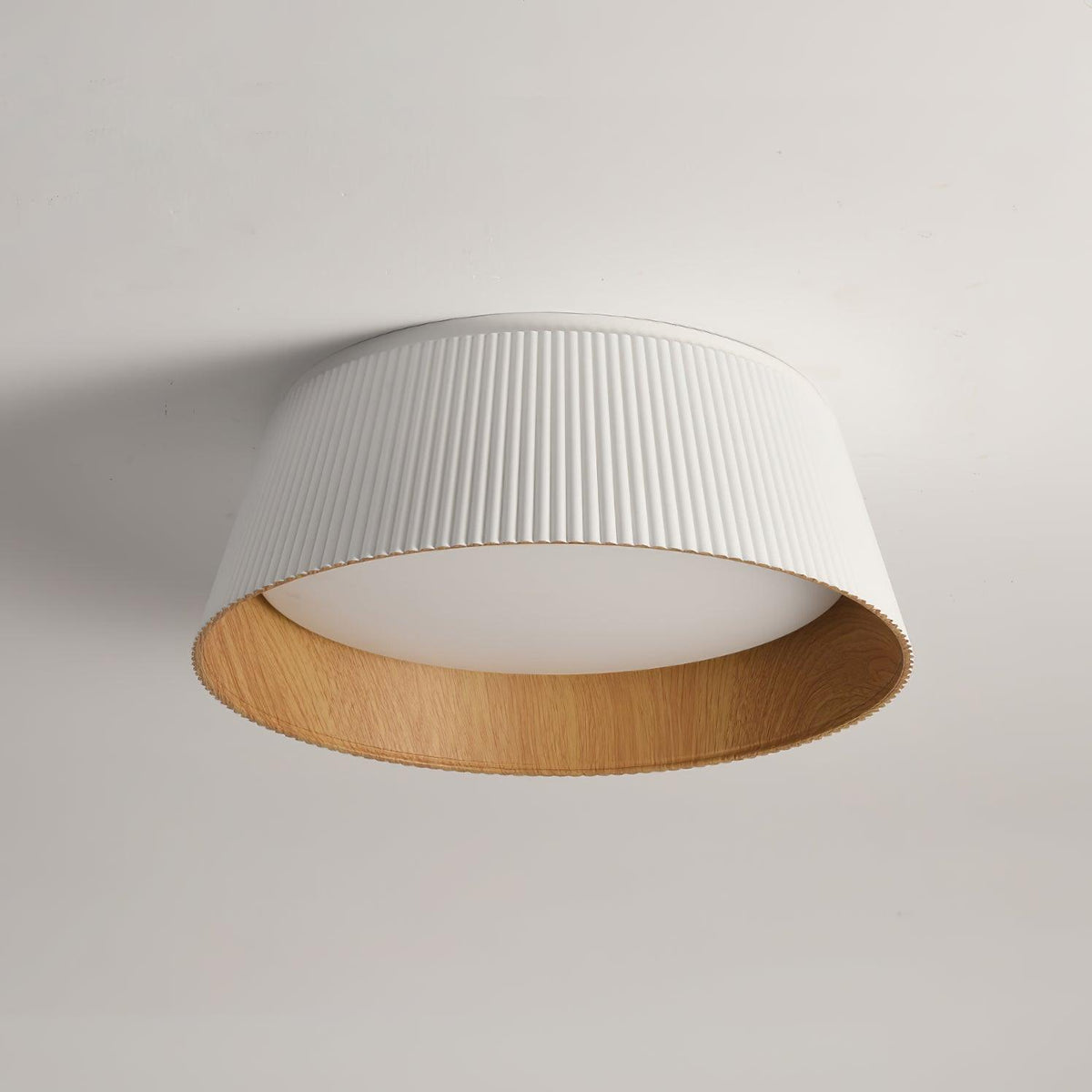 Rineia lampa sufitowa w kształcie bębna z żebrami drewniana elegancka nowoczesna