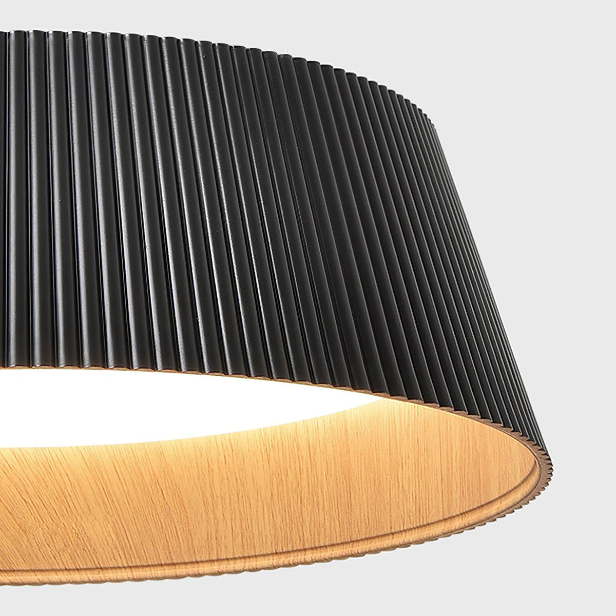 Rineia lampa sufitowa w kształcie bębna z żebrami drewniana elegancka nowoczesna