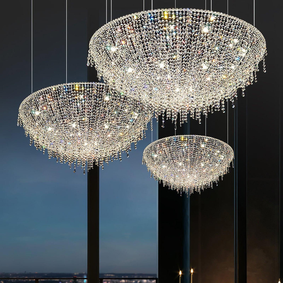 Bior ozdobna lampa wisząca ze szkła kryształowego