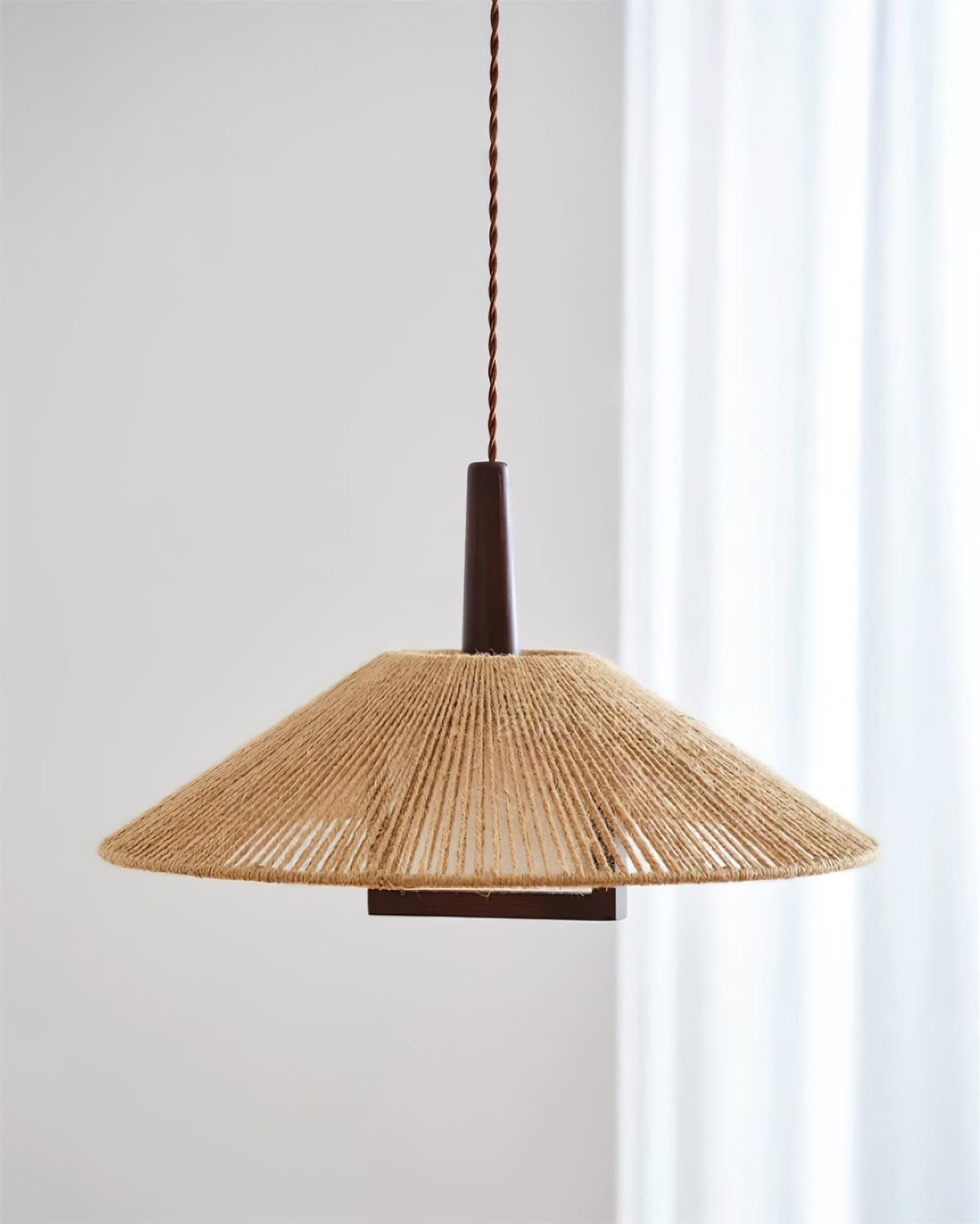 Fidoya wisząca lampa stożkowa z plecionki rattanowej