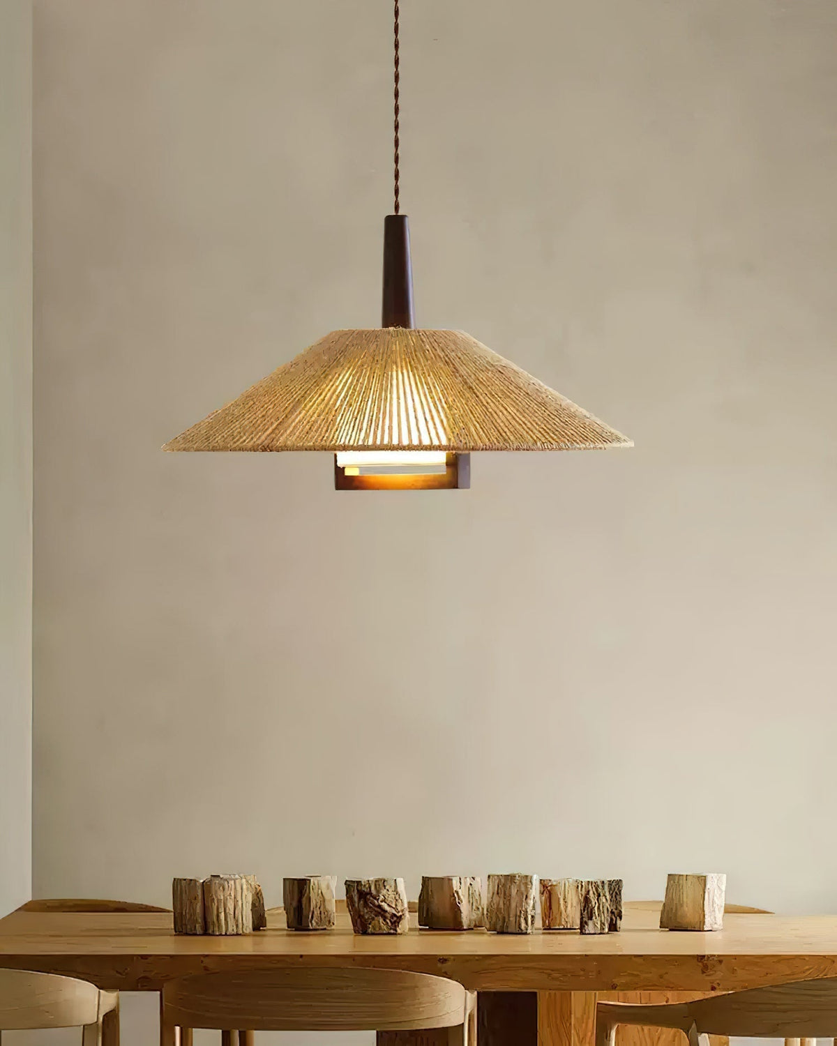 Fidoya wisząca lampa stożkowa z plecionki rattanowej