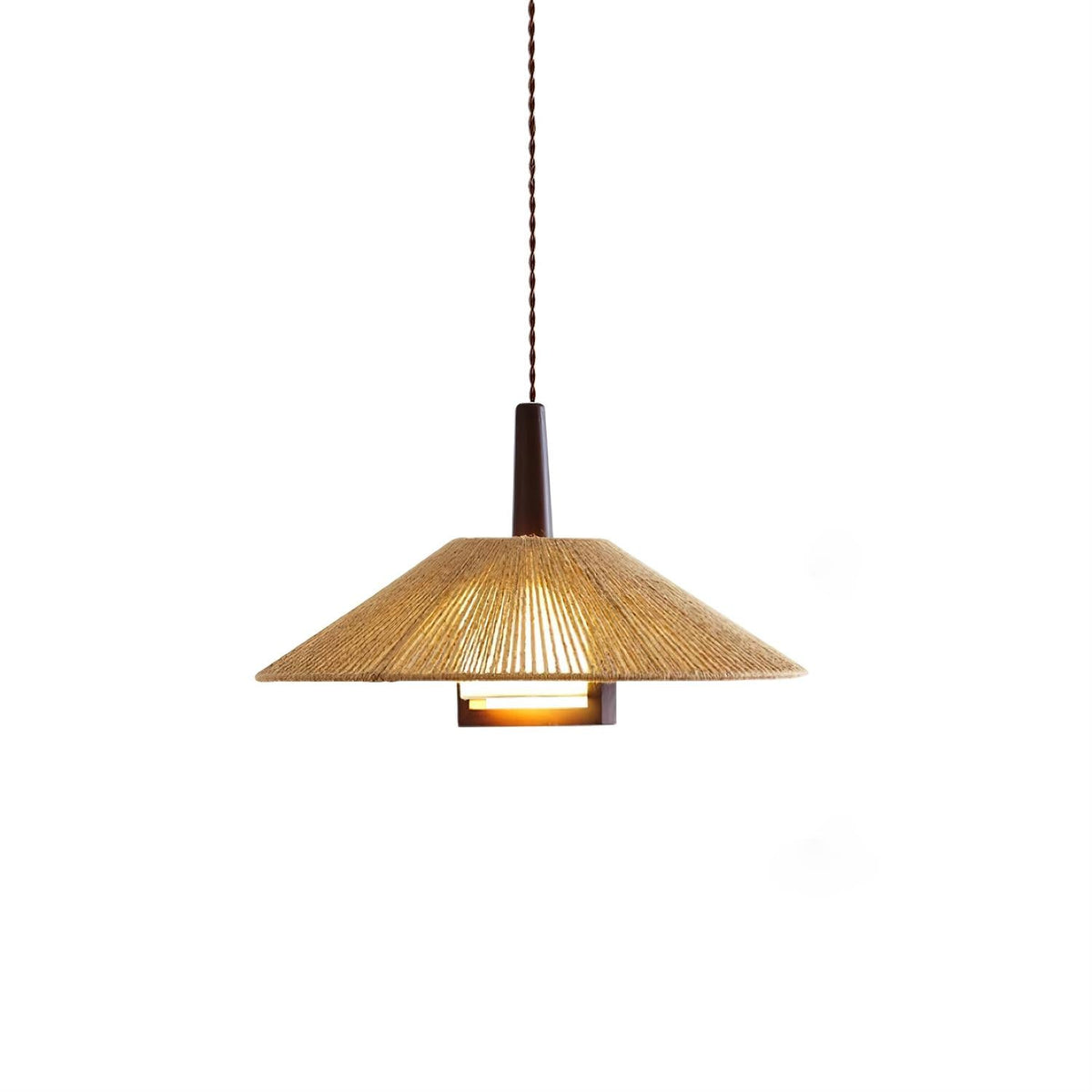 Fidoya wisząca lampa stożkowa z plecionki rattanowej