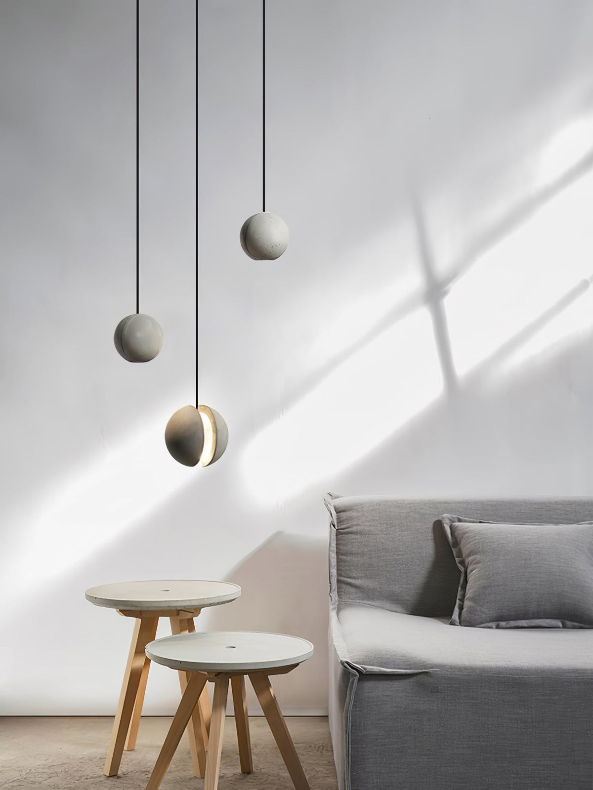 Umi lampa wisząca kula betonowa minimalistyczna industrialna