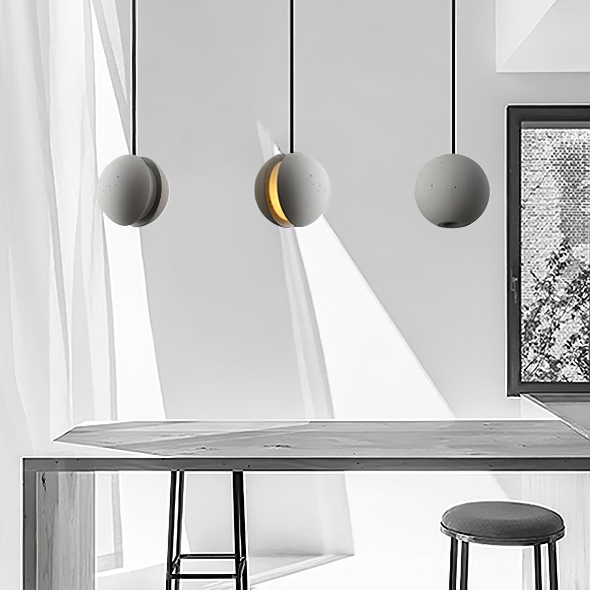 Umi lampa wisząca kula betonowa minimalistyczna industrialna