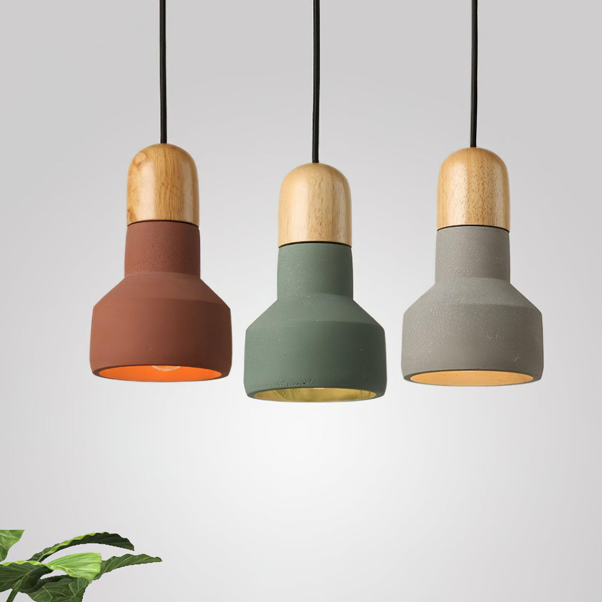 Trio rustykalna lampa wisząca z drewna