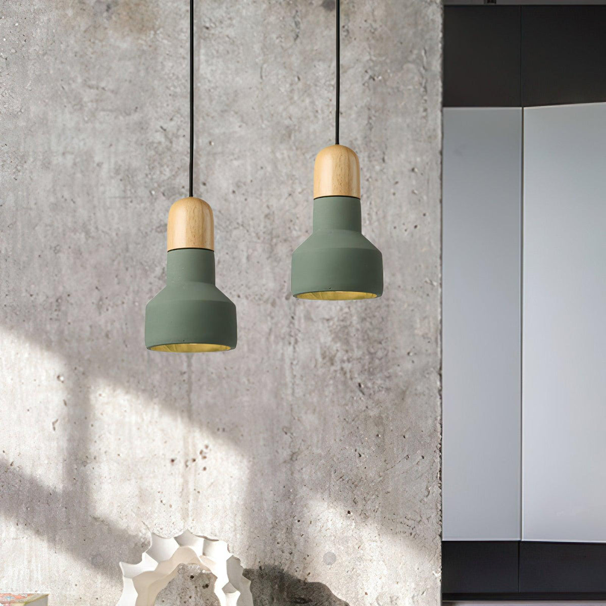 Trio rustykalna lampa wisząca z drewna