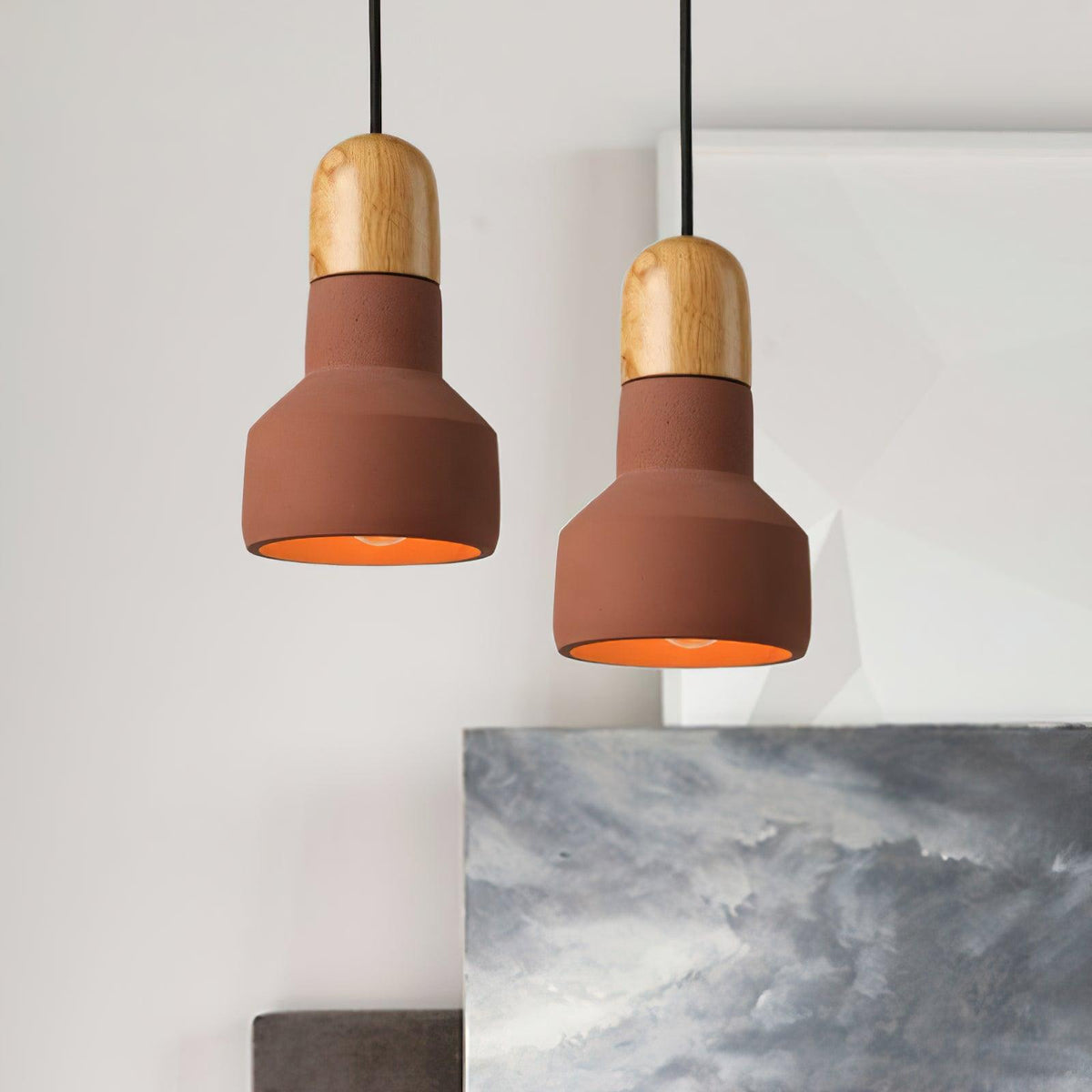 Trio rustykalna lampa wisząca z drewna