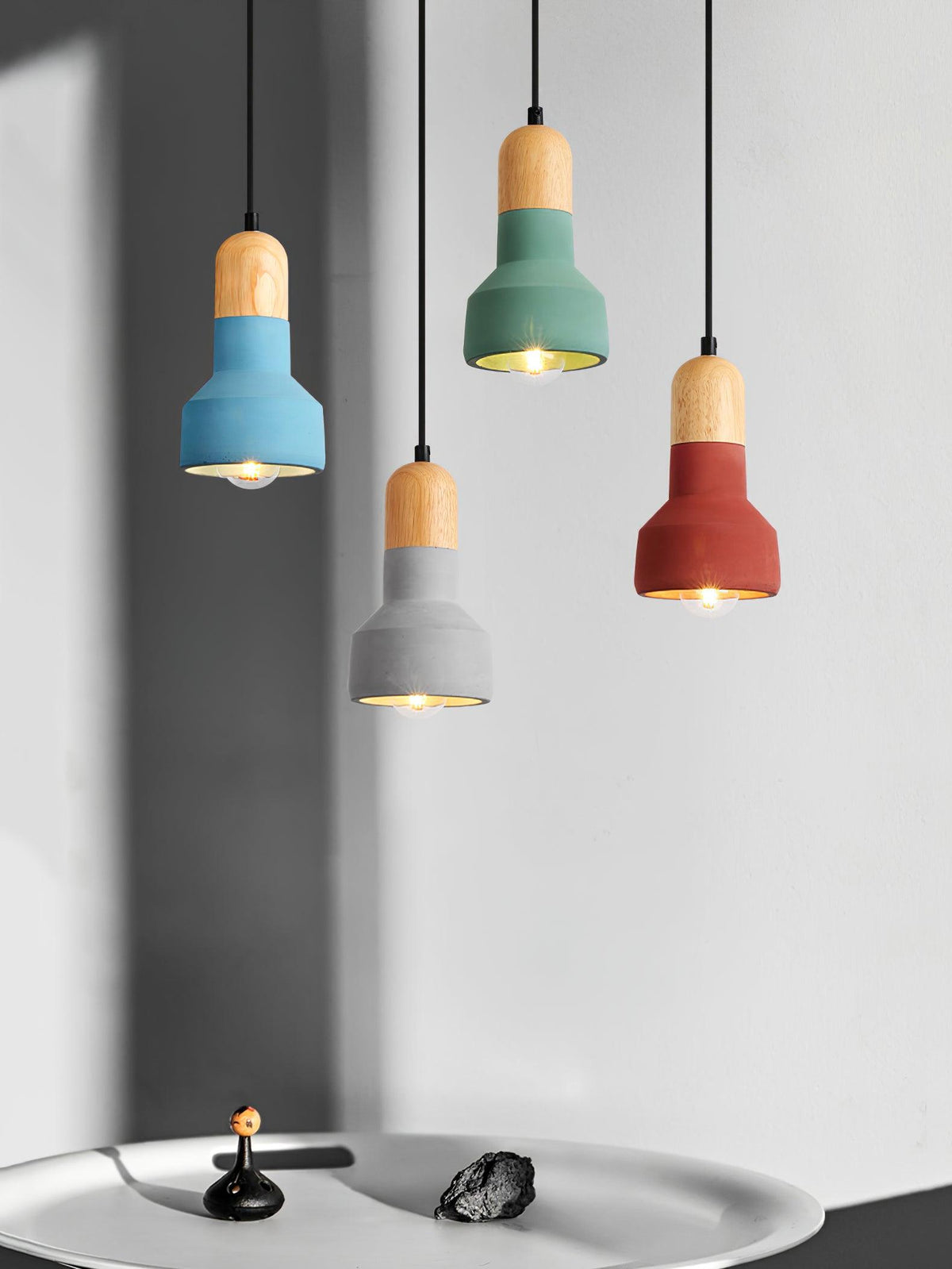 Trio rustykalna lampa wisząca z drewna