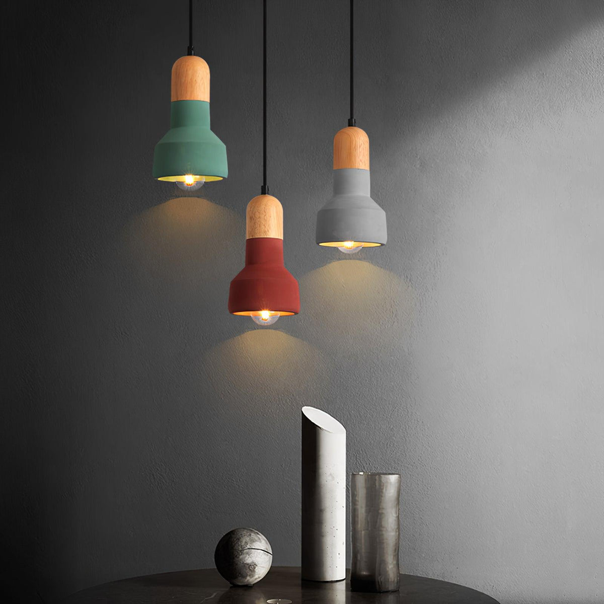 Trio rustykalna lampa wisząca z drewna
