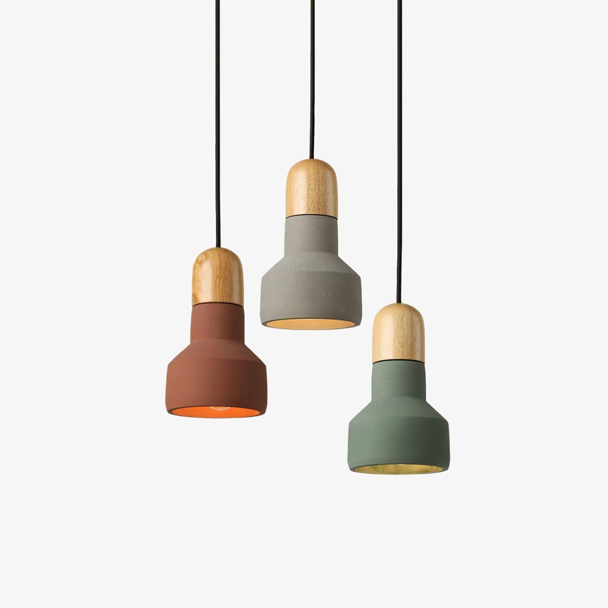 Trio rustykalna lampa wisząca z drewna