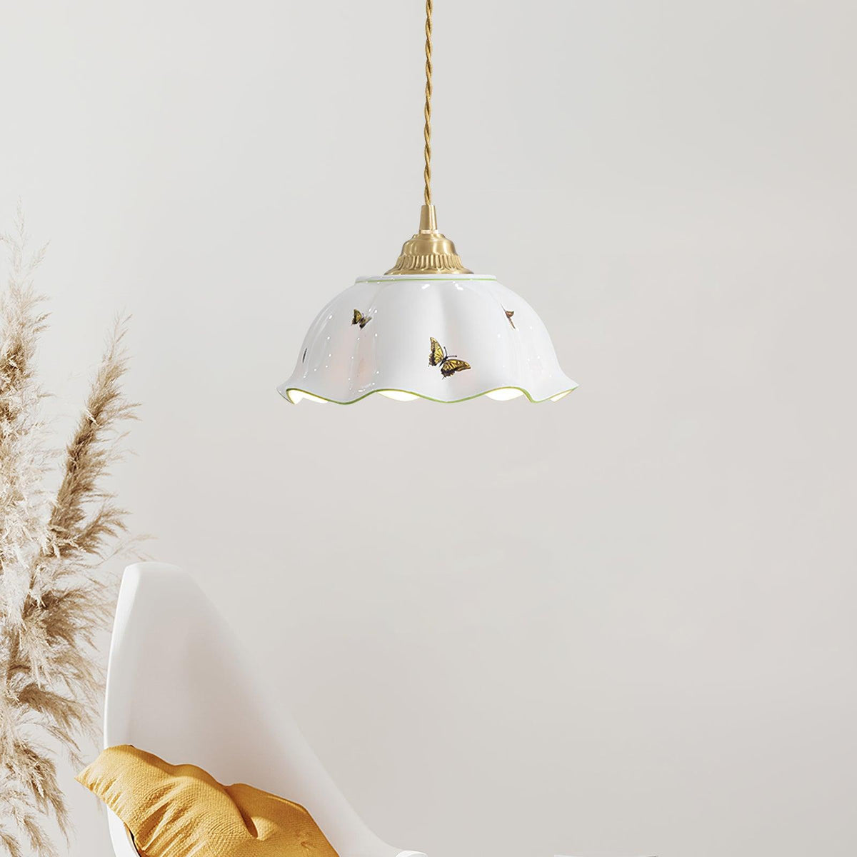 Lumina lampa wisząca ceramiczna z motywem motyli w stylu vintage