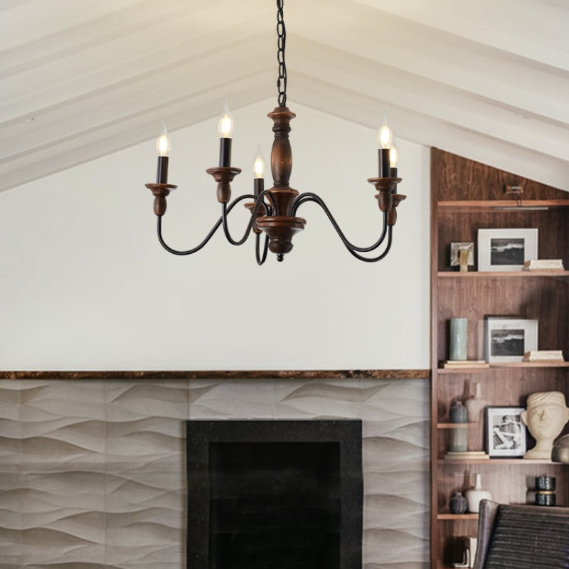Silva żyrandol LED wewnątrz pomieszczeń Industrial Design Brown drewno metal sypialnia/salon/wyspa kuchenna