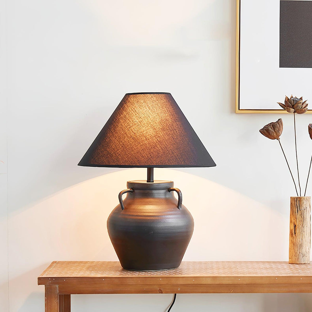 Amfora rustykalna lampa stołowa ze szkła