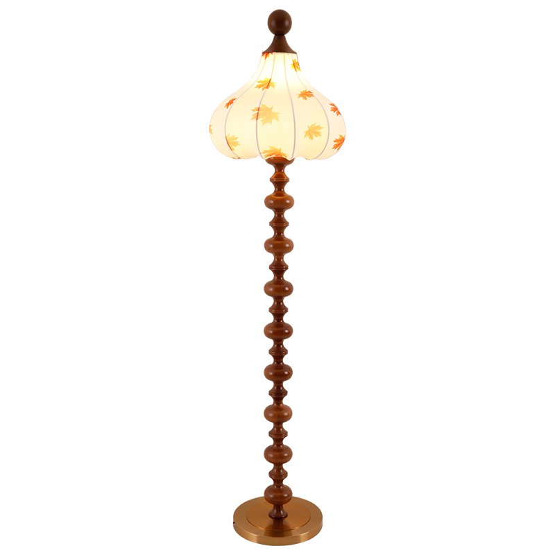 Qrathen drewniana lampa stojąca z płótna w stylu retro