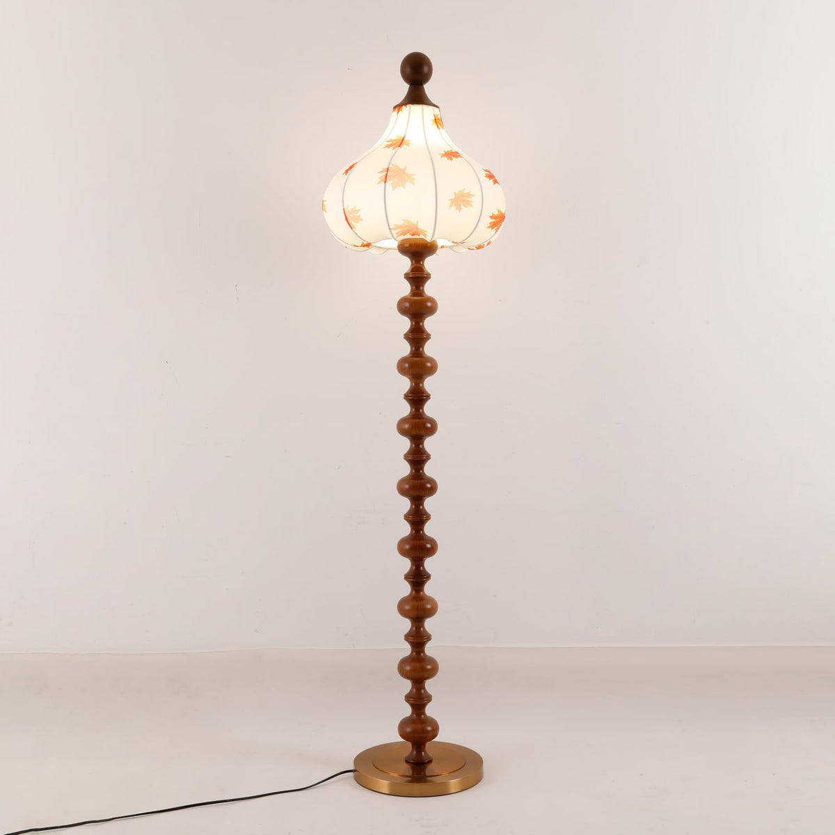 Qrathen drewniana lampa stojąca z płótna w stylu retro