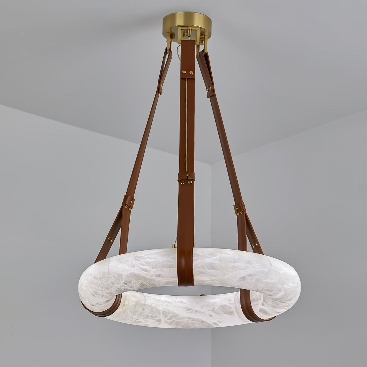 Oslo lampa wisząca Alabaster Ring Straps skandynawski