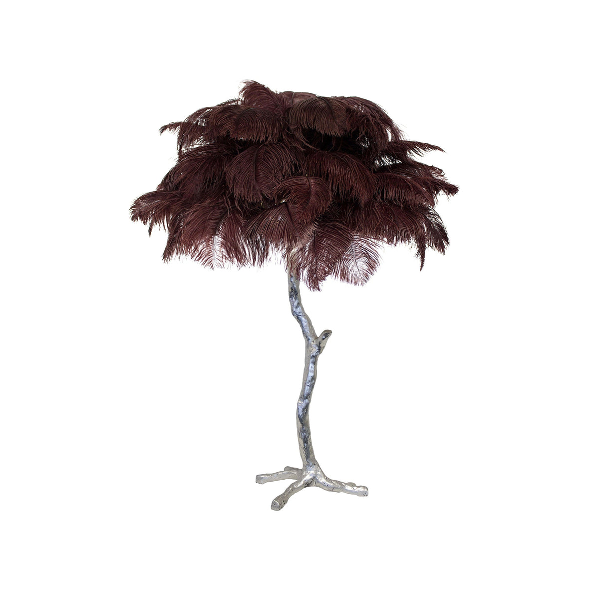 Lampa stołowa z piórami strusia