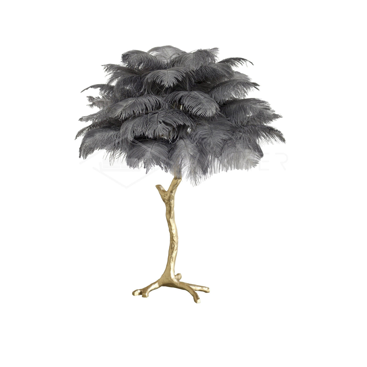 Lampa stołowa z piórami strusia