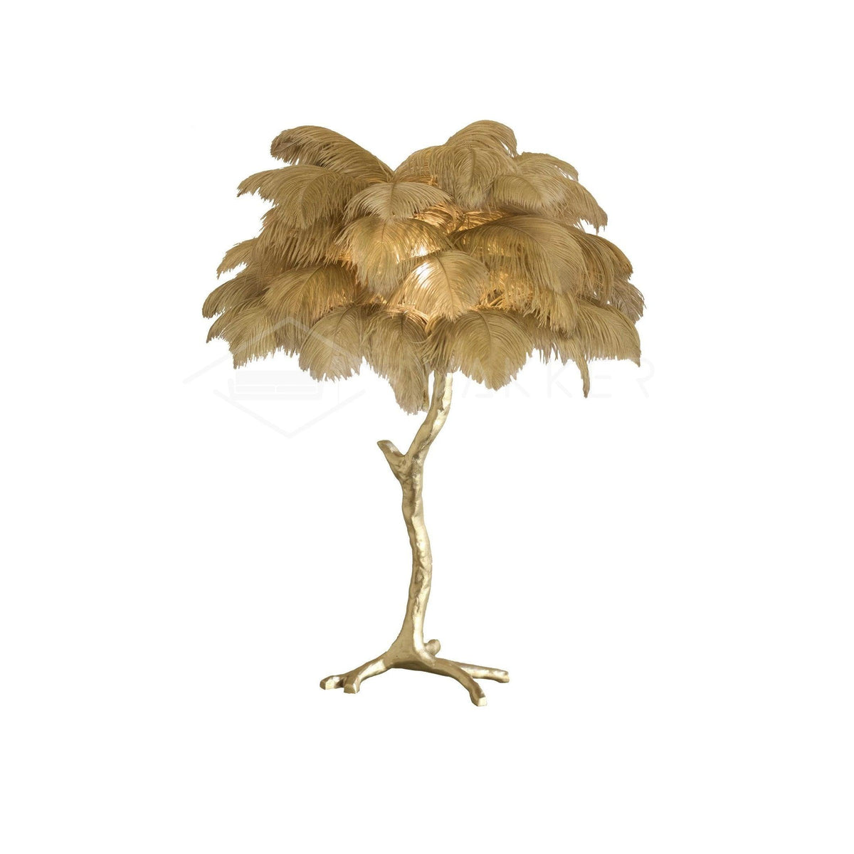 Lampa stołowa z piórami strusia