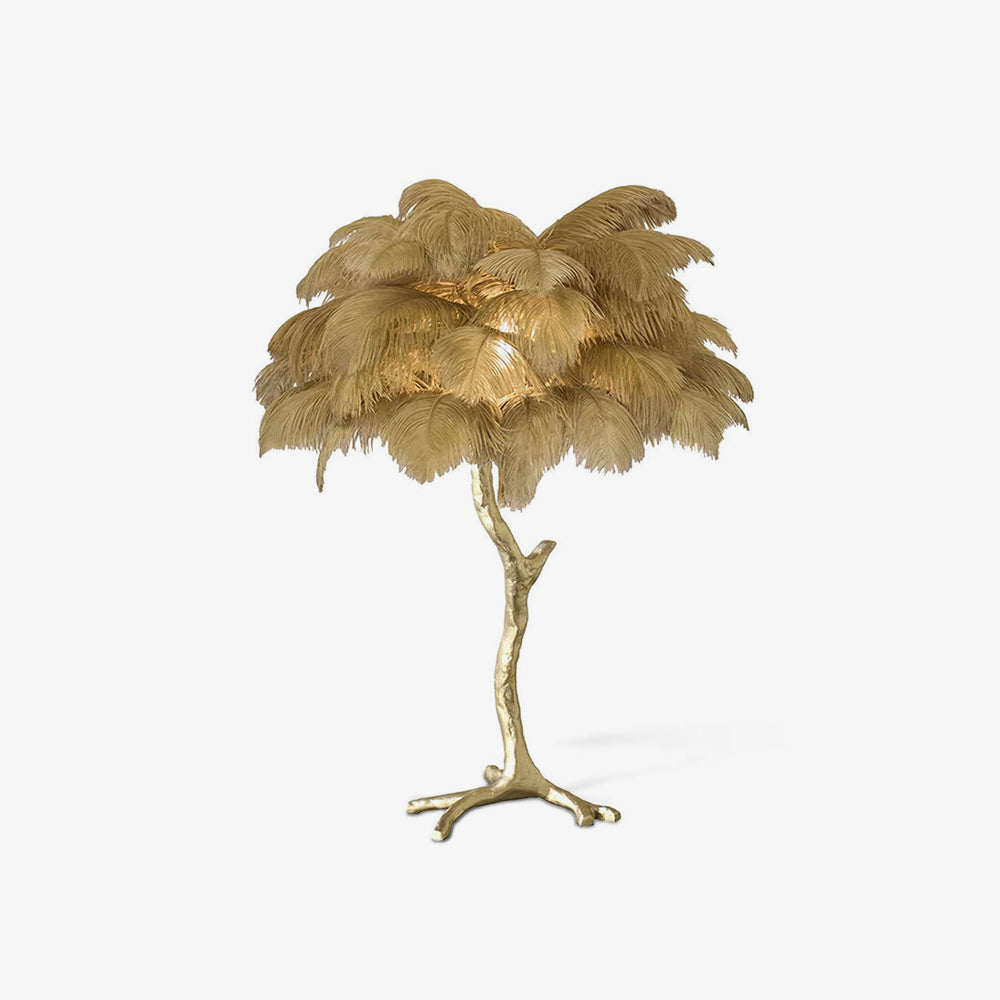Lampa stołowa z piórami strusia