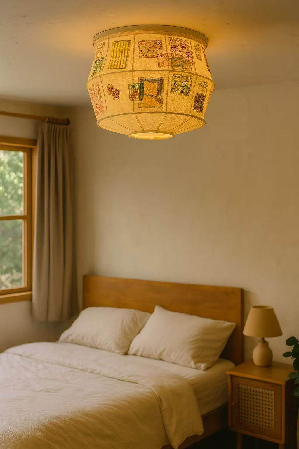 Eulalie nowoczesna lampa sufitowa w stylu patchwork z ościeżnicą tkaninową