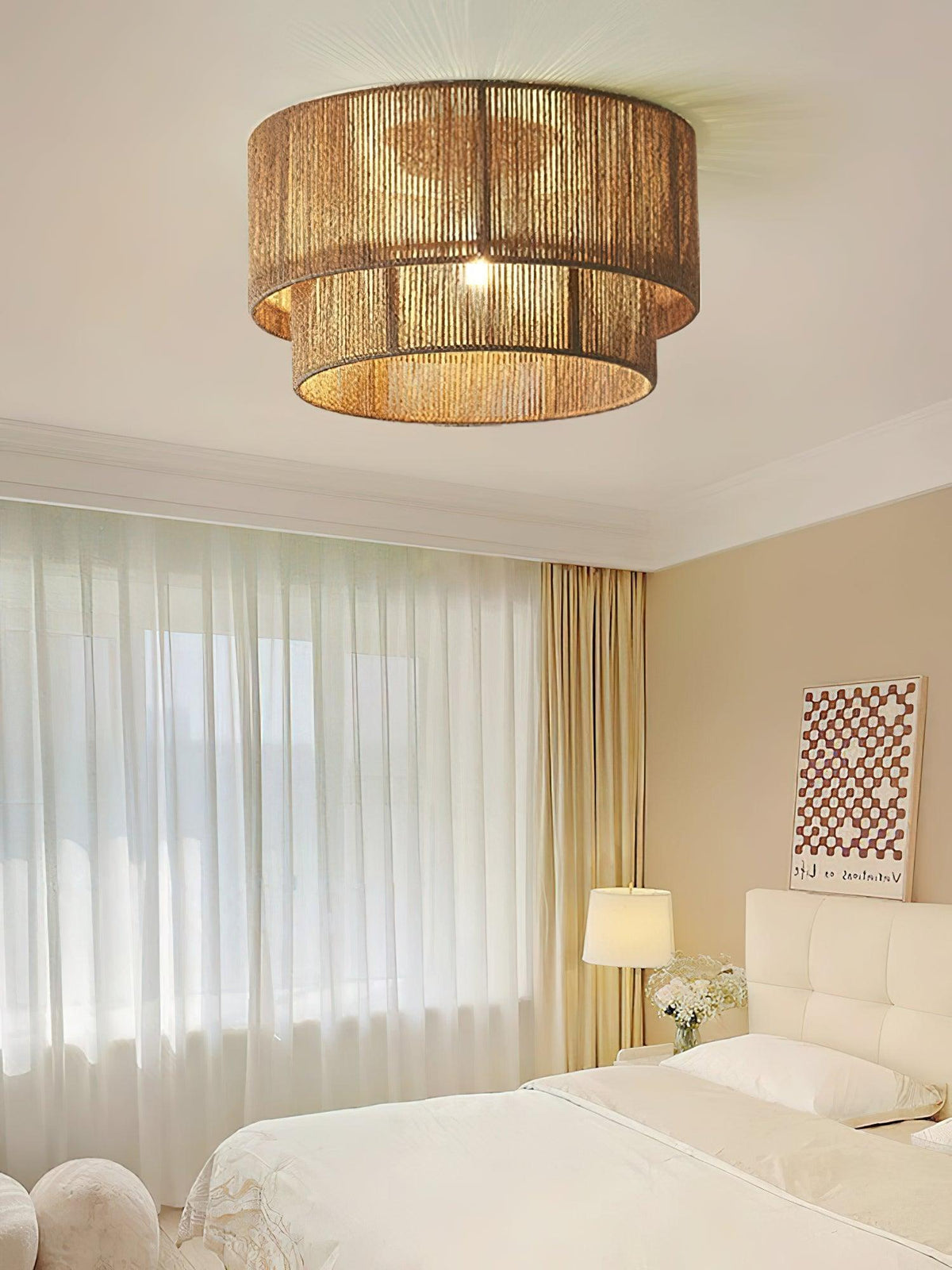 Cielum klasyczna lampa sufitowa z naturalną liną