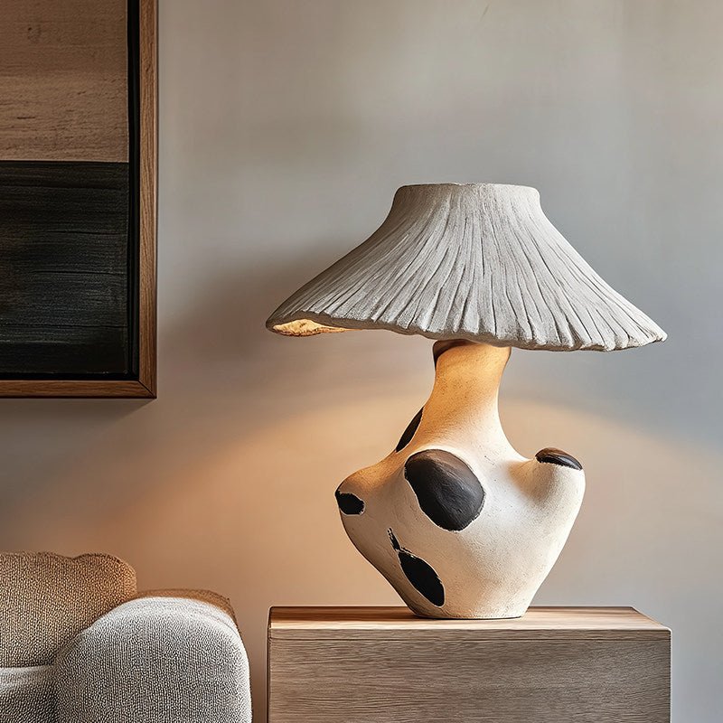 Pebble-Inlay rzeźbiona lampa stołowa z gipsu