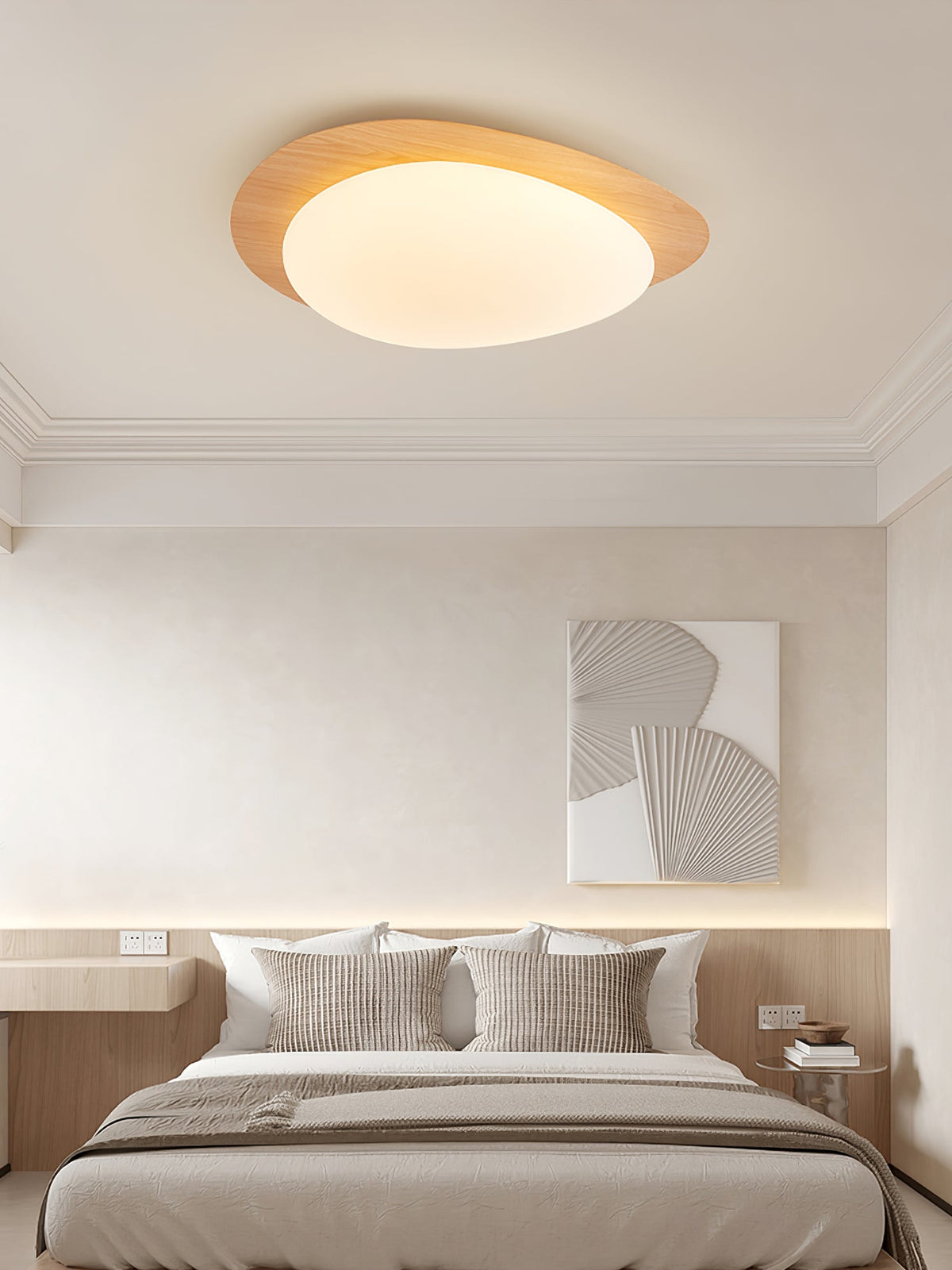 Sylenia lampa sufitowa Pebble orzechowe drewno akryl LED