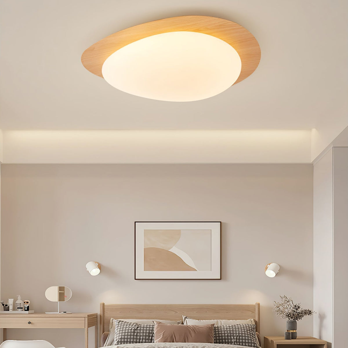 Sylenia lampa sufitowa Pebble orzechowe drewno akryl LED