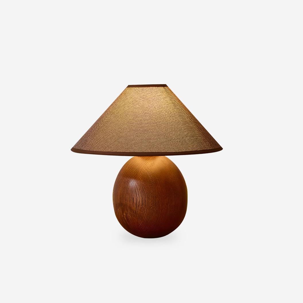 Calenena lampa stołowa z płótna imitującego fakturę drewna