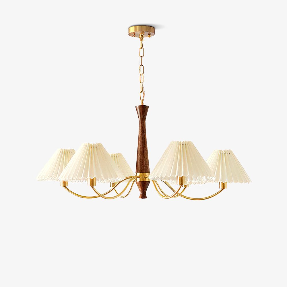Calivine żyrandol z plisowanymi białymi kloszami w stylu mid-century