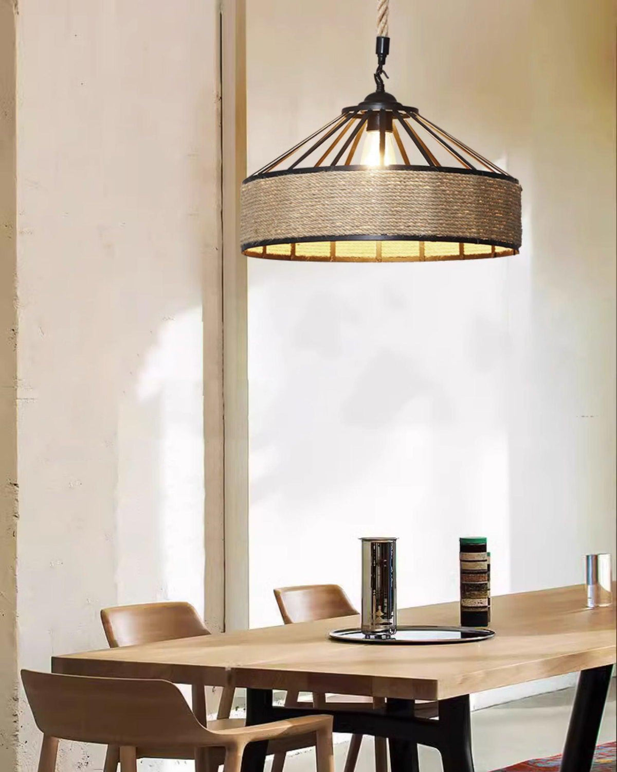 Yavmis Retro Hemp Rope Exquisite Lampy wiszące