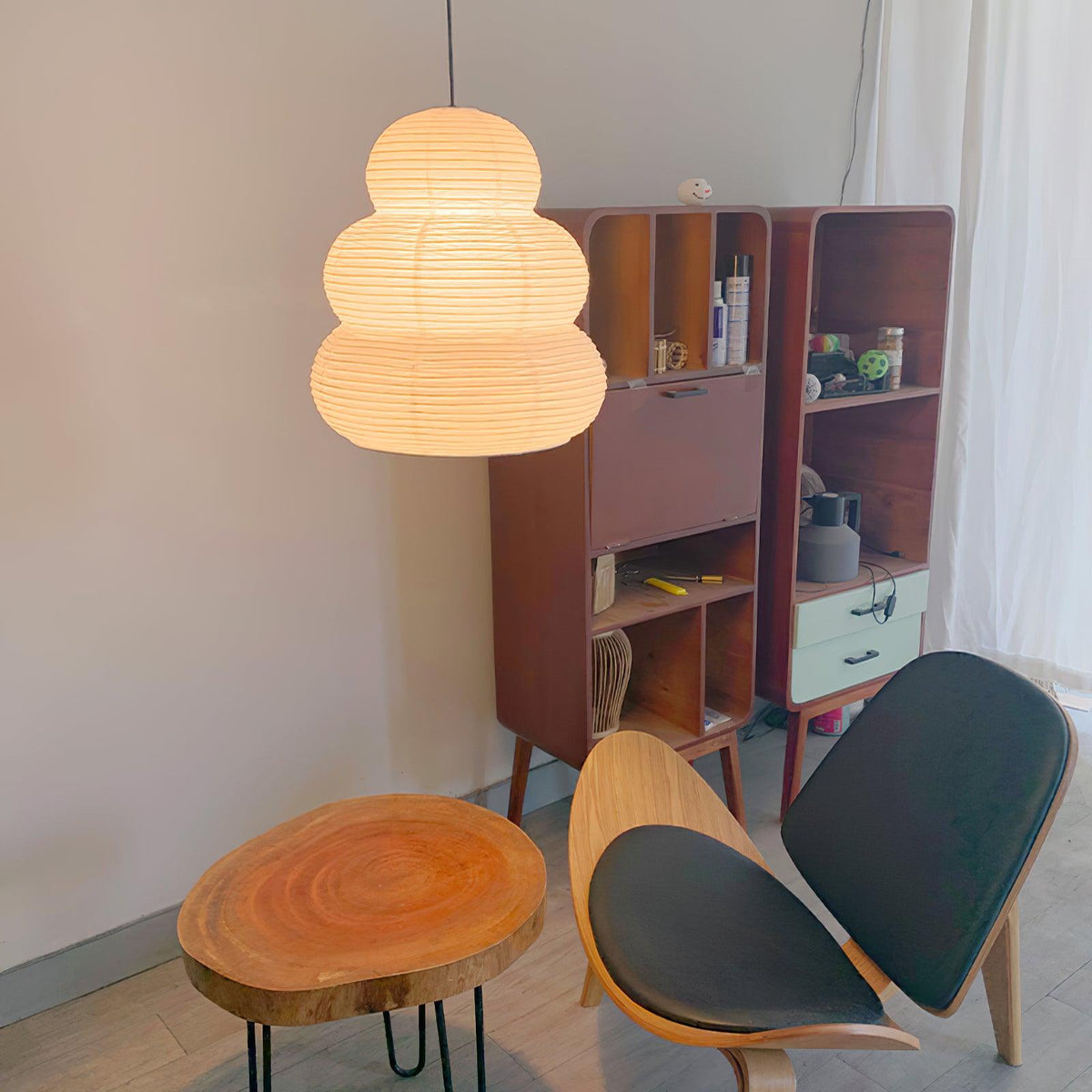 Solara lampa wisząca z papieru washi wielopoziomowa latarnia japońska do salonu