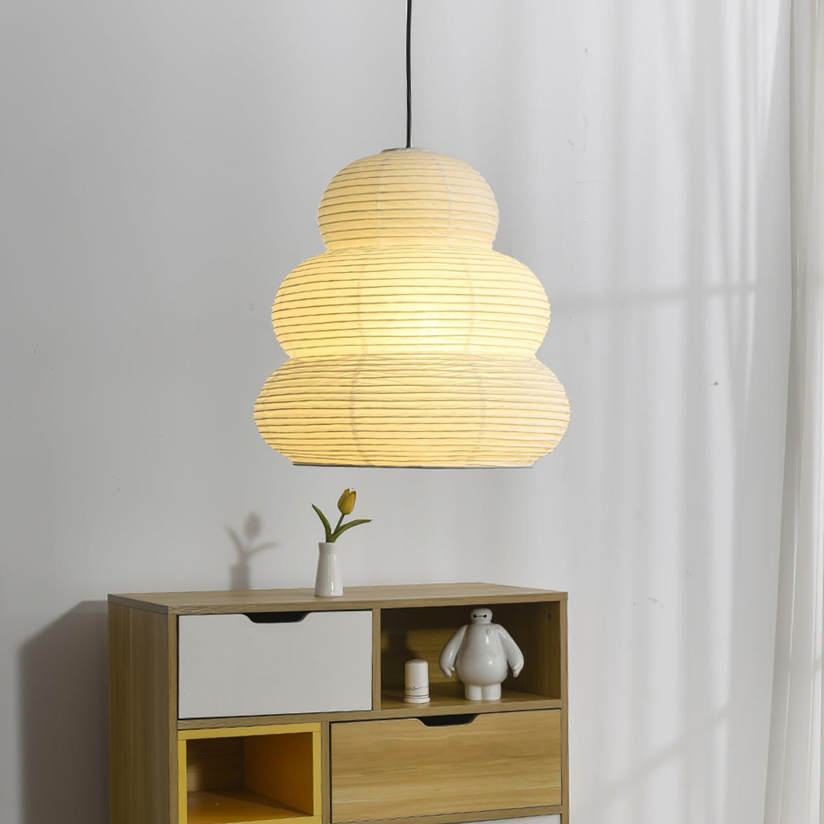 Solara lampa wisząca z papieru washi wielopoziomowa latarnia japońska do salonu