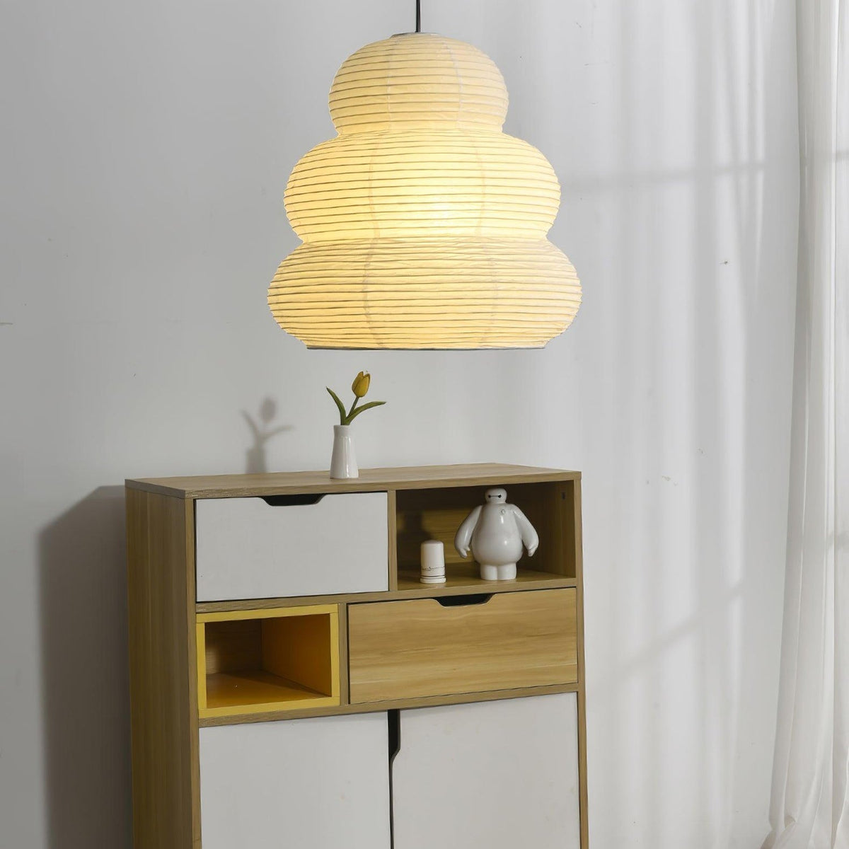 Solara lampa wisząca z papieru washi wielopoziomowa latarnia japońska do salonu