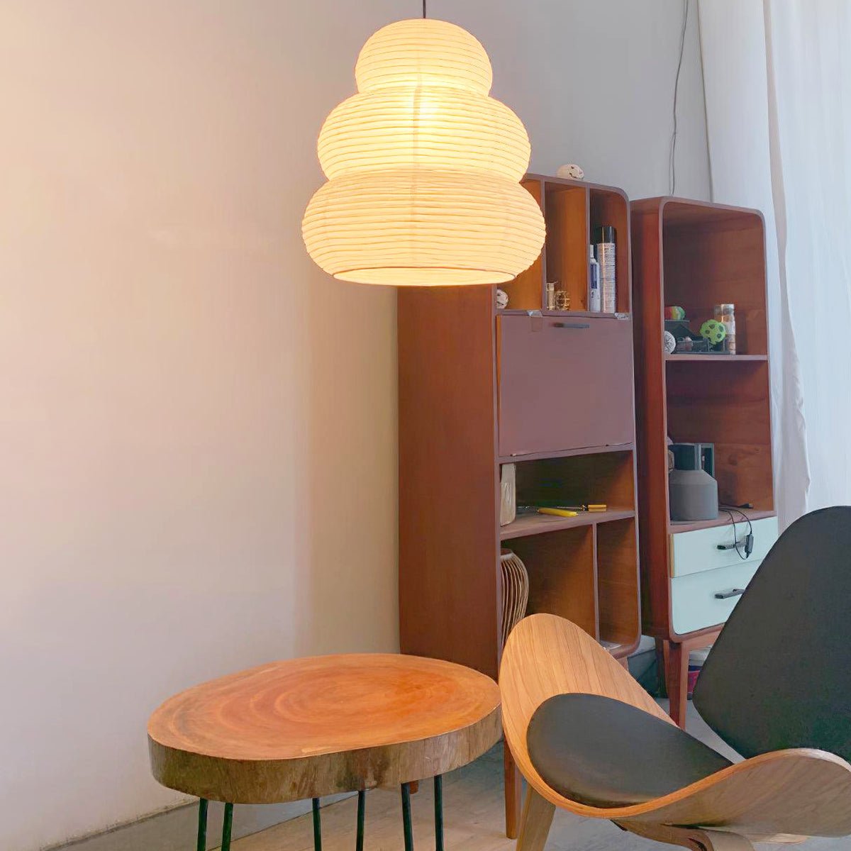 Solara lampa wisząca z papieru washi wielopoziomowa latarnia japońska do salonu