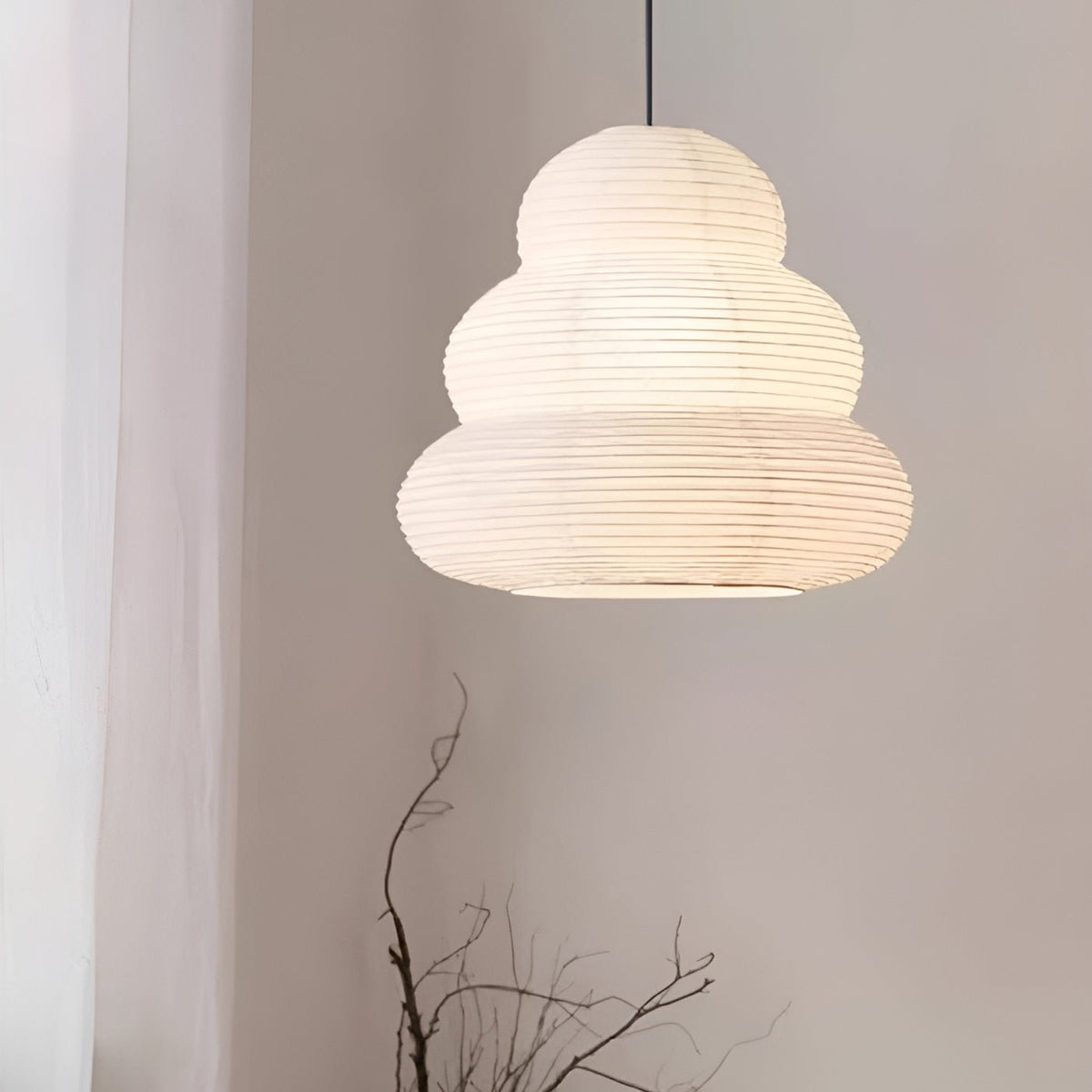 Solara lampa wisząca z papieru washi wielopoziomowa latarnia japońska do salonu
