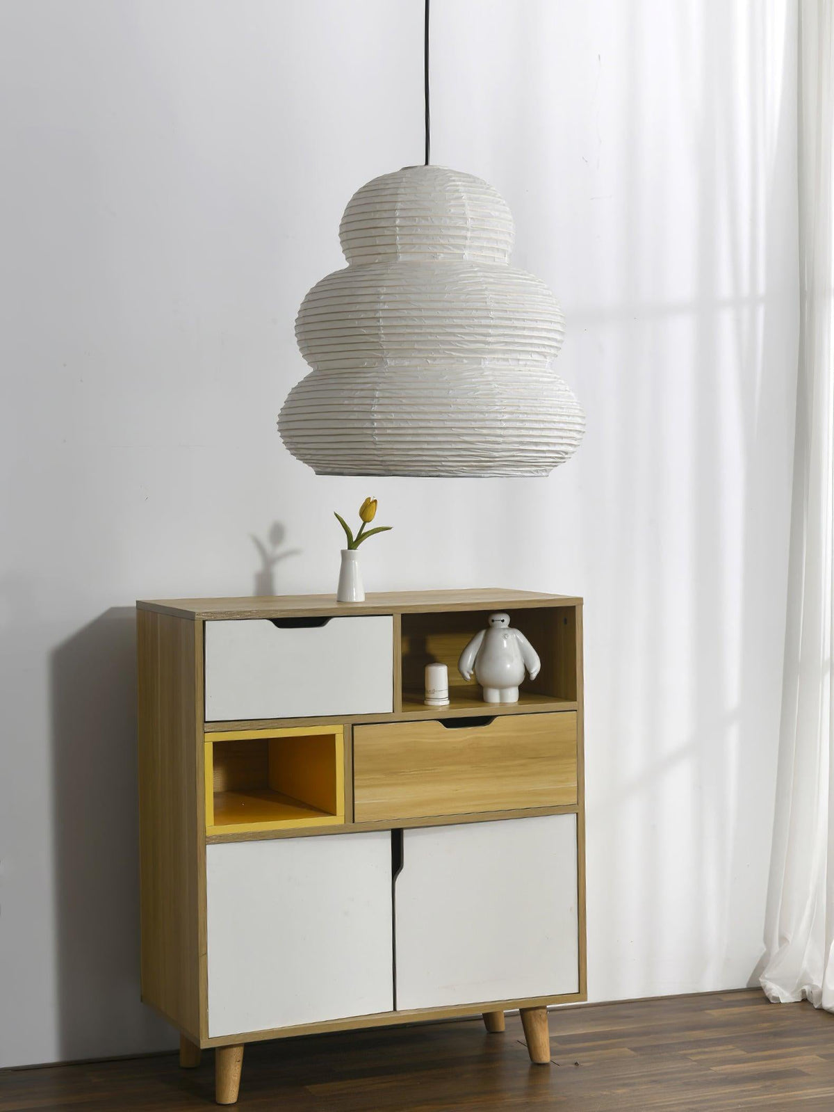 Solara lampa wisząca z papieru washi wielopoziomowa latarnia japońska do salonu